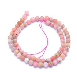 Pink Opal Natural Pink Opal Beads Strands, Faceted, Round, 5.5~6mm, Hole: 0.7mm, about 65pcs/strand, 15.35 inch(39cm)