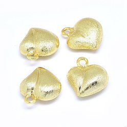Настоящее золото 18K Латунь прелести, сердце, реальный 18 k позолоченный, 15x14x6 мм, отверстие : 2 мм