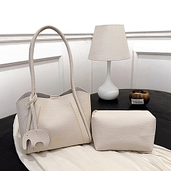 White DIY Rectangle Tote Bags Kits, Including PU Leather Bag Materials,, White, 210x240x110mm