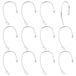 Серебро 12шт. латунные ушные манжеты, альпинистская обертка вокруг непроникающих сережек с двойными горизонтальными петлями, серебряные, 53x31.5x4 мм, отверстие : 1.4 мм
