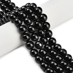 Шпинель Натуральный черный шпинель бисер пряди, класс А, круглые, 8~8.5 мм, отверстие : 1 мм, около 48 шт / нитка, 15.55 дюйм (39.5 см)