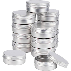 Platinum Aluminum Cans, Screw Lid Metal Storage Tins Containers, for Storing Spices, Candies, Lip Balm, Candles, Platinum, 72x28.5mm, Inner Diameter: 66mm, Capacity: 70ml