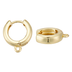 Настоящее золото 18K 5пары латунных серег-колец, с горизонтальной петлей, без кадмия, без никеля и без свинца, долговечный, кольцо, реальный 18 k позолоченный, 7 датчик, 13.5x12x3.5 мм, отверстие : 1.2 мм, штифты : 0.8 мм