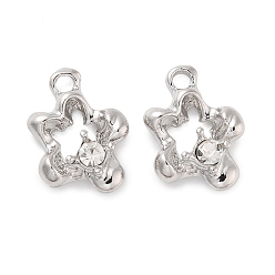 Кристалл Подвески из сплава со стразами, без свинца, без кадмии и без никеля, цветок, платина, кристалл, 16x12x5 мм, отверстие : 1.8 мм