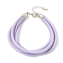 Thistle Microfiber Leather Multi-strand Cord Bracelets Makings, with Brass Findings and 202 Stainless Steel Lobster Claw Clasps, Platinum, Thistle, 7.48 inch(19cm)