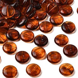 Плоский Круглый Прозрачные акриловые бусины, имитировать янтарные бусы, плоско-круглые, 12x4.5 мм, отверстие : 1.2 мм, Около 1162 шт / 500 г