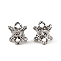 Платина Латунные двойные колпачки для бусин, цветок, платина, 7x6.5x6 мм, отверстие : 2.2 мм