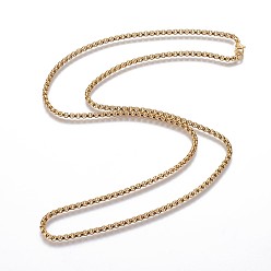 Золотой 304 из нержавеющей стали коробки цепи ожерелья, с застежкой омар коготь, золотые, 29.52 дюйм (75 см), 3.5 мм