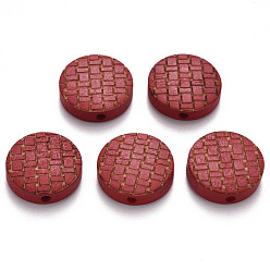 (123L) Белый крем непрозрачный блеск Расписные бусы из натурального дерева, лазерная гравировка, плоско-круглые, огнеупорный кирпич, 15x5 мм, отверстие : 1.8 мм