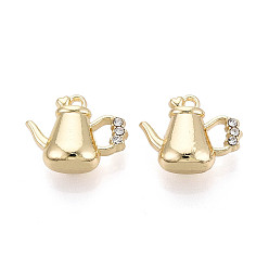 Кристалл Подвески из сплава со стразами, чайник прелести, золотой свет, кристалл, 15.5x20x8 мм, отверстие : 1.5~1.6 мм