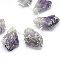 Amethyst Natural Amethyst Beads Strands, Nuggets, 20~49x12~32mm, Hole: 0.5mm, about 13pcs/strand, 15.7 inch(40cm)