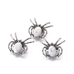 Говлит Натуральная брошюра, с выводами из сплава и стекла, паук, античное серебро, 34~35x41~42x7 мм, отверстие : 3x5 мм