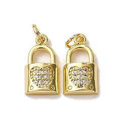 Настоящее золото 18K Латунные микропаве прозрачные кубические циркониевые подвески, квадрат с сердечком, с целью перехода в кольце, стойки покрытие, долговечный, без свинца и без кадмия, реальный 18 k позолоченный, 15.5x8.5x3 мм, отверстие : 3.5 мм