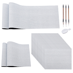 Black 24Pcs 3 Styles Non-woven Fabric Cloth Water-Writing, Rectangle, with 1Pc Ink Tray Containers and 3Pcs Chinese Calligraphy Brushes Pen, Black, 423x336x0.2mm