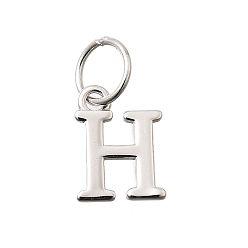 Letter H 925 стерлингов серебряные подвески, буквы, Письмо ч, 10x7.5x1 мм, отверстие : 4 мм