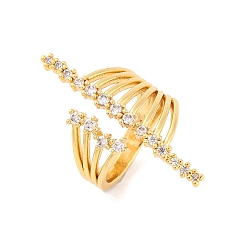 Настоящее золото 18K Открытые манжеты из латуни с микропаве и прозрачным фианитом, для женщин, без свинца и без кадмия, реальный 18 k позолоченный, внутренний диаметр: 16 мм