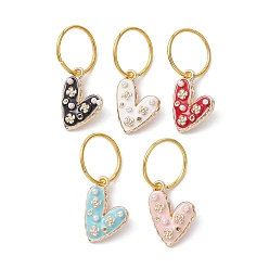 Mixed Color Iron Dreadlocks Beads, Alloy Enamel Heart Braiding Hair Pendants Decoration Clips, Mixed Color, 35mm, Inner Diameter: 13.5mm