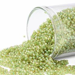 (946) Light Green Lined Topaz TOHO 15/0 Round Beads, Japanese Seed Beads, (946) Light Green Lined Topaz, 1.5mm, Hole: 0.7mm, about 15000pcs/50g