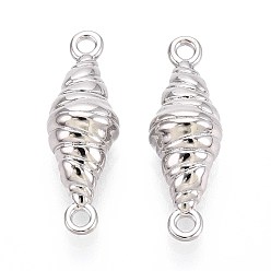 Платинированный Подвески из латуни, звенья в форме раковины, Реальная платина, 25x8.5x7.5 мм, отверстие : 1.8 мм