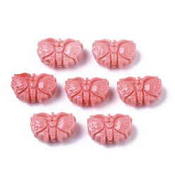Hot Pink Synthetic Coral Beads, Butterfly, Dyed, Hot Pink, 8.5x13.5x5.5mm, Hole: 1.5mm