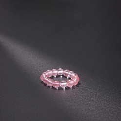 Стеклянный Камень Арбуза Синтетические стеклянные эластичные кольца для пальцев из косточек арбуза, круглые, бусины : 4 мм, внутренний диаметр: регулируемый