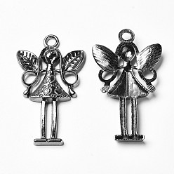 Gunmetal Tibetan Style Alloy Pendants, Fairy, Cadmium Free & Lead Free, Gunmetal, 58x34x5mm, Hole: 4mm