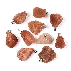 Красный Авантюрин Подвески из необработанного грубого натурального красного авантюрина, самородки прелести, с 201 защелкой из нержавеющей стали на поручнях, цвет нержавеющей стали, 16~41x14~30x9~28 мм, отверстие : 5.5x2.5 мм