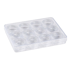 Clear (Defective Closeout Sale:Box is Cracked )Transparent Plastic Nail Art Decorations Storage Box, Nail Art Glitters Sequins Decal Accessories Organizer, Flat Round, Clear, 9.1x12x1.8cm