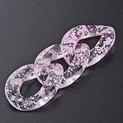 Pink Transparent Acrylic Linking Rings, Quick Link Connectors, for Curb Chains Making, Twist Oval, Pink, 39x29x7.5mm, Inner Diameter: 12x22mm