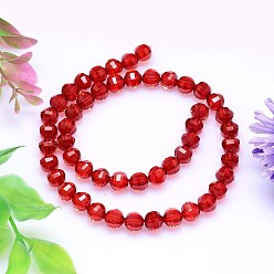 Orange Red Faceted Round Imitation Austrian Crystal Bead Strands, Grade AAA, Orange Red, 10mm, Hole: 0.9~1mm, about 40pcs/strand, 15.7 inch