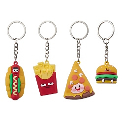 (52) Непрозрачная лаванда 4 шт. 4 стиль продуктов питания пластиковый брелок из ПВХ, с железными разрезными брелоками, хлеб/пицца/картошка фри/гамбургер, разноцветные, 8.8~11.3 см, 1 шт / стиль