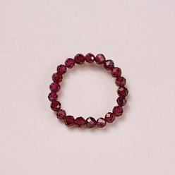 Гранат Регулируемые кольца на палец с бусинами из натурального граната, стрейч-кольца, внутренний диаметр: 16.2~16.6 мм