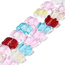 Colorful Transparent Glass Beads Strands, Elephant, Colorful, 10x12x3mm, Hole: 1mm, about 45~48pcs/strand, 14~14.5 inch(36~37cm)