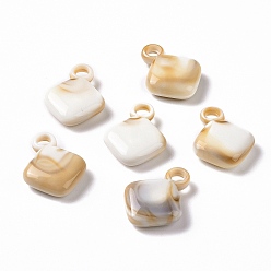 BurlyWood Acrylic Pendants, Imitation Gemstone Style, Square, BurlyWood, 20x15x5mm, Hole: 2.8mm, about 625pcs/500g