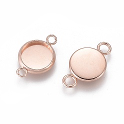 Розовое Золото 201 из нержавеющей стали параметров соединителя кабошон, чашки безель с краями, плоско-круглые, розовое золото , лоток : 8 мм, 17x10x2 мм, отверстие : 2 мм
