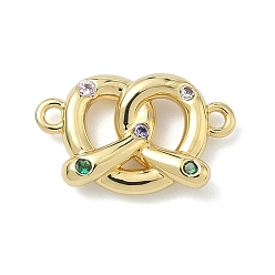 Разноцветный Подвески-браслеты в форме бисквита из латуни с микропаве из кубических цирконий, без кадмия и без свинца, долговечный, стойки покрытие, реальный 18 k позолоченный, красочный, 9.5x15x3 мм, отверстие : 1.2 мм