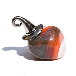 Red Agate Натуральный красный агат подвески, Подвески-самородки в металлической шляпе ведьмы, 40x10 мм