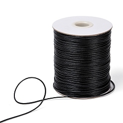 Black Korean Waxed Polyester Cord, Bead Cord, Black, 1.2mm, about 185yards/roll