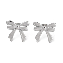 Нержавеющая Сталь Цвет Не тускнеют 304 серьги-гвоздики из нержавеющей стали, для женщин, бантом, цвет нержавеющей стали, 20.4x21.3 мм
