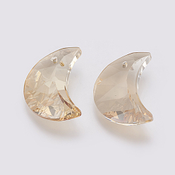 Золотая Тень K 9 подвески из стеклянного горного хрусталя, имитация австрийский хрусталь, граненые, луна, золотые тени, 30x19.5~20x8~9 мм, отверстие : 1.6 мм