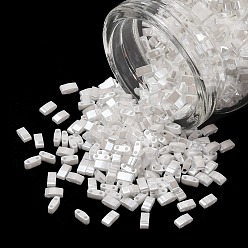 (HTL420) White Pearl Ceylon Миюки половина бусины тила, японский бисер, 2 отверстие, (htl420) белый жемчуг цейлон, 5x2.3x1.9 мм, отверстие : 0.8 мм, Около 250 шт / 10 г