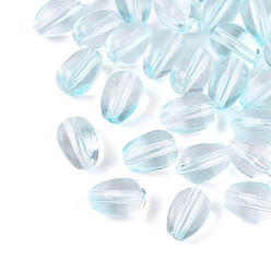 Светло-голубой Выпечка расписные прозрачные стеклянные бусины, слеза, светло-голубой, 9x6 мм, отверстие : 1.2 мм, Около 2325 шт / 1000 г