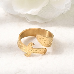 Золотой 201 открытые кольца манжеты из нержавеющей стали, меч, золотые, 4~17 мм, внутренний диаметр: 18 мм