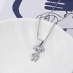 Платина Латунные микропаве прозрачные кубические цирконии подвески для девочек ожерелья, платина, 17.32 дюйм (44 см)