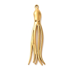 Настоящее золото 18K Ионное покрытие (ip) 304 подвески из нержавеющей стали, очарование осьминога, реальный 18 k позолоченный, 44.5x11x2.5 мм, отверстие : 1.3 мм