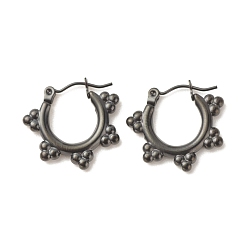 Electrophoresis Black Ионное покрытие (ip) 304 серьги-кольца из нержавеющей стали для женщин, электрофорез черный, 19x21 мм, штифты : 0.8 мм