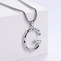 Letter G 3 шт. 304 ожерелья из текстурированной нержавеющей стали с подвеской в виде буквы, цвет нержавеющей стали, Буква G