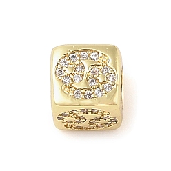 Рак Латунь микропаве прозрачный кубический цирконий европейский бисер, кубические, рак, 8x8x7.5 мм, отверстие : 4.5 мм