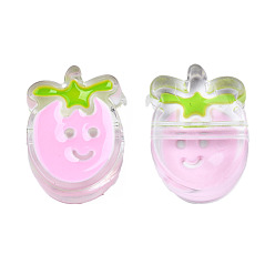 Pearl Pink Transparent Acrylic Enamel Beads, Strawberry, Pearl Pink, 25x18x8mm, Hole: 3.5mm