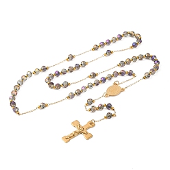 Серый Ионное покрытие(ip) распятие крест 304 четки из нержавеющей стали, с акриловыми шариками, серые, 25.98 дюйм (66 см)